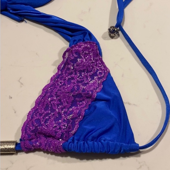 Beach Bunny lace triangle top purple blue sapphire - Picture 4 of 7